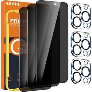 QsmQam 3 Pack Privacy Screen Protector for iPhone 15 Pro Max (4139)
